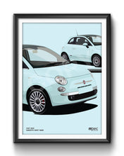Load image into Gallery viewer, Illustration Fiat 500 Poster in various styles and sizes - Smooth Mint