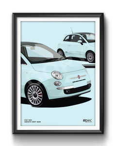 Illustration Fiat 500 Poster in various styles and sizes - Smooth Mint