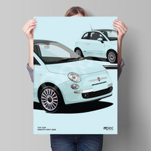 Load image into Gallery viewer, Illustration Fiat 500 Poster in various styles and sizes - Smooth Mint