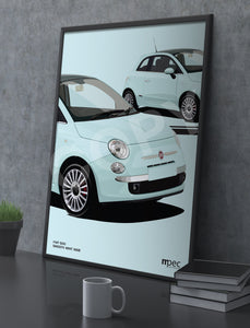 Illustration Fiat 500 Poster in various styles and sizes - Smooth Mint