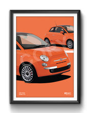 Load image into Gallery viewer, Illustration Fiat 500 Poster in various styles and sizes - Rame