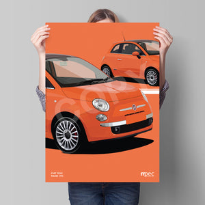 Illustration Fiat 500 Poster in various styles and sizes - Rame