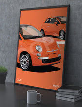 Load image into Gallery viewer, Illustration Fiat 500 Poster in various styles and sizes - Rame