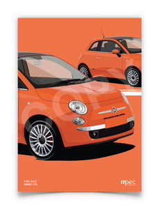 Illustration Fiat 500 Poster in various styles and sizes - Rame
