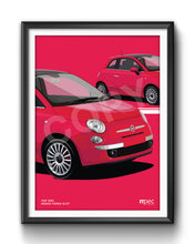 Load image into Gallery viewer, Illustration Fiat 500 Poster in various styles and sizes - Rosso