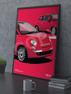 Illustration Fiat 500 Poster in various styles and sizes - Rosso