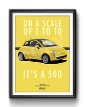 Load image into Gallery viewer, Illustration Fiat 500 Poster in various styles and sizes -  Giallo Birichino