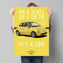Load image into Gallery viewer, Illustration Fiat 500 Poster in various styles and sizes -  Giallo Birichino