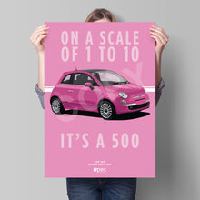 Load image into Gallery viewer, Illustration Fiat 500 Poster in various styles and sizes - Barbie Rosa