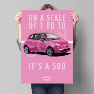Illustration Fiat 500 Poster in various styles and sizes - Barbie Rosa
