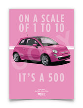 Load image into Gallery viewer, Illustration Fiat 500 Poster in various styles and sizes - Barbie Rosa