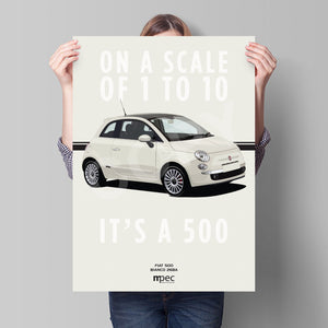 Illustration Fiat 500 Poster in various styles and sizes - Bianco