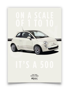 Illustration Fiat 500 Poster in various styles and sizes - Bianco