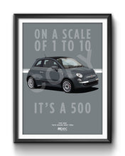 Load image into Gallery viewer, Illustration Fiat 500 Poster in various styles and sizes - Tech House Grey