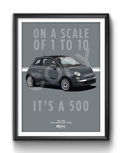 Illustration Fiat 500 Poster in various styles and sizes - Tech House Grey