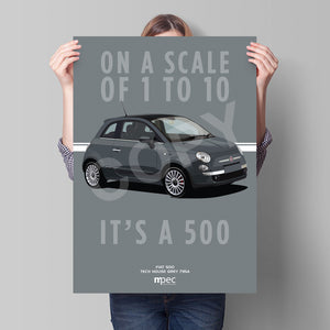 Illustration Fiat 500 Poster in various styles and sizes - Tech House Grey
