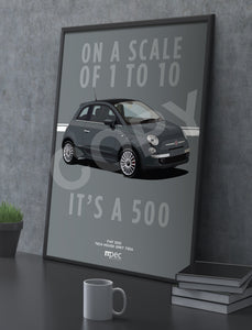 Illustration Fiat 500 Poster in various styles and sizes - Tech House Grey