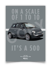 Load image into Gallery viewer, Illustration Fiat 500 Poster in various styles and sizes - Tech House Grey