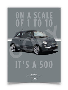 Illustration Fiat 500 Poster in various styles and sizes - Tech House Grey