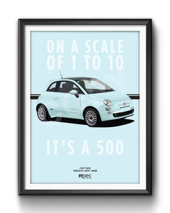 Illustration Fiat 500 Poster in various styles and sizes - Smooth Mint