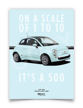 Load image into Gallery viewer, Illustration Fiat 500 Poster in various styles and sizes - Smooth Mint
