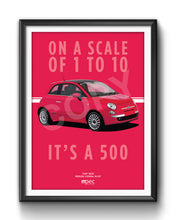 Load image into Gallery viewer, Illustration Fiat 500 Poster in various styles and sizes - Rosso
