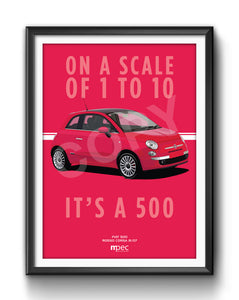 Illustration Fiat 500 Poster in various styles and sizes - Rosso