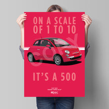 Load image into Gallery viewer, Illustration Fiat 500 Poster in various styles and sizes - Rosso