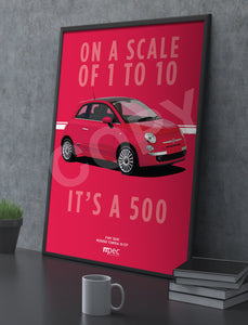 Illustration Fiat 500 Poster in various styles and sizes - Rosso