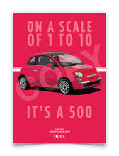 Load image into Gallery viewer, Illustration Fiat 500 Poster in various styles and sizes - Rosso