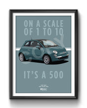 Load image into Gallery viewer, Illustration Fiat 500 Poster in various styles and sizes - Teal Blue