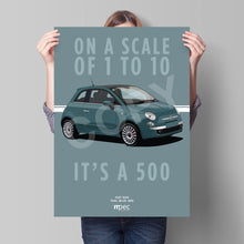 Load image into Gallery viewer, Illustration Fiat 500 Poster in various styles and sizes - Teal Blue