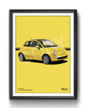 Load image into Gallery viewer, Illustration Fiat 500 Poster in various styles and sizes -  Giallo Birichino