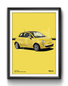 Illustration Fiat 500 Poster in various styles and sizes -  Giallo Birichino