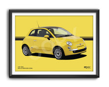 Load image into Gallery viewer, Illustration Fiat 500 Poster in various styles and sizes -  Giallo Birichino