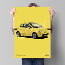 Load image into Gallery viewer, Illustration Fiat 500 Poster in various styles and sizes -  Giallo Birichino