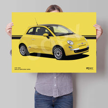 Load image into Gallery viewer, Illustration Fiat 500 Poster in various styles and sizes -  Giallo Birichino