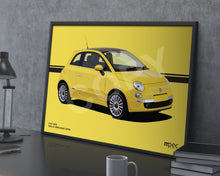 Load image into Gallery viewer, Illustration Fiat 500 Poster in various styles and sizes -  Giallo Birichino