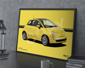 Illustration Fiat 500 Poster in various styles and sizes -  Giallo Birichino