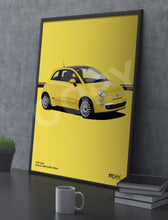 Load image into Gallery viewer, Illustration Fiat 500 Poster in various styles and sizes -  Giallo Birichino