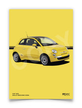 Load image into Gallery viewer, Illustration Fiat 500 Poster in various styles and sizes -  Giallo Birichino