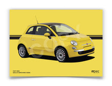 Load image into Gallery viewer, Illustration Fiat 500 Poster in various styles and sizes -  Giallo Birichino