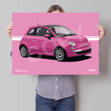 Load image into Gallery viewer, Illustration Fiat 500 Poster in various styles and sizes - Barbie Rosa