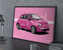 Load image into Gallery viewer, Illustration Fiat 500 Poster in various styles and sizes - Barbie Rosa