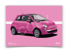 Load image into Gallery viewer, Illustration Fiat 500 Poster in various styles and sizes - Barbie Rosa