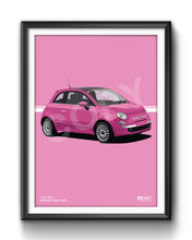 Load image into Gallery viewer, Illustration Fiat 500 Poster in various styles and sizes - Barbie Rosa