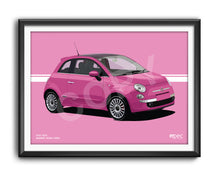 Load image into Gallery viewer, Illustration Fiat 500 Poster in various styles and sizes - Barbie Rosa
