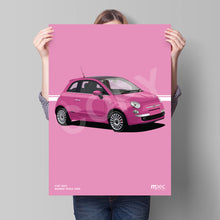 Load image into Gallery viewer, Illustration Fiat 500 Poster in various styles and sizes - Barbie Rosa