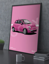 Load image into Gallery viewer, Illustration Fiat 500 Poster in various styles and sizes - Barbie Rosa