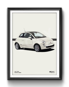 Illustration Fiat 500 Poster in various styles and sizes - Bianco